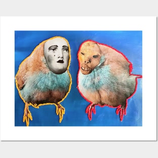 Human Bird Psychopomps Collage Posters and Art